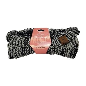 Nollia Knit Ear Warmer Headband Black White Adult